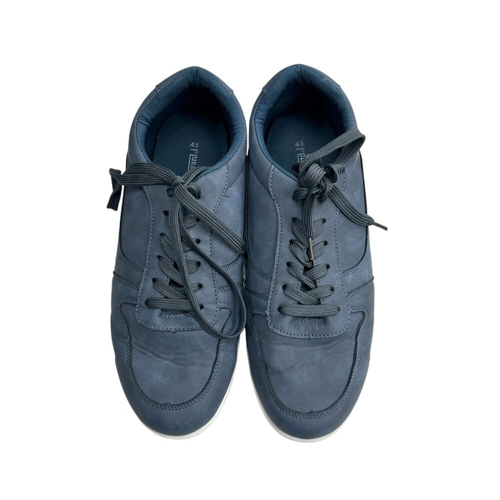 Mens Boulevard Casual Lace-Up Sneakers Size 43 Navy Blue Faux Leather Comfortabl - Picture 2 of 8